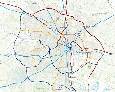 Map of the roads in the CMP network.
