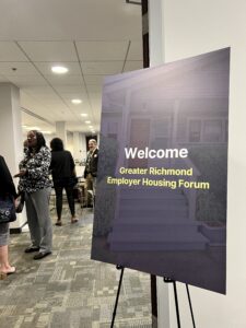 Welcome signage at the Greater Richmond Employer Housing Forum at Virginia Housing’s Learning Center in Henrico County.